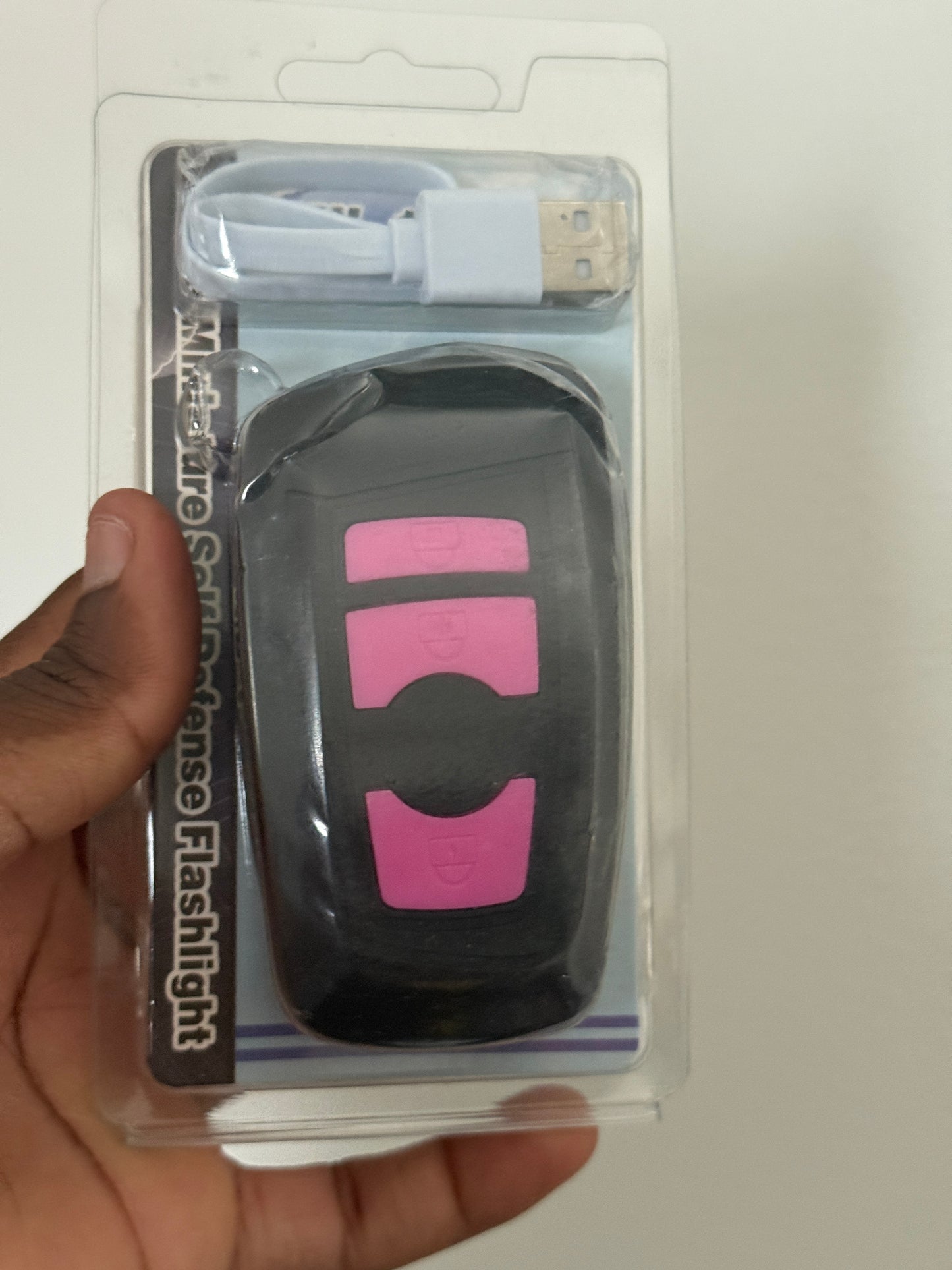 Luxury Key Fob Safety Device with Alarm, Flashlight & Rechargeable Power