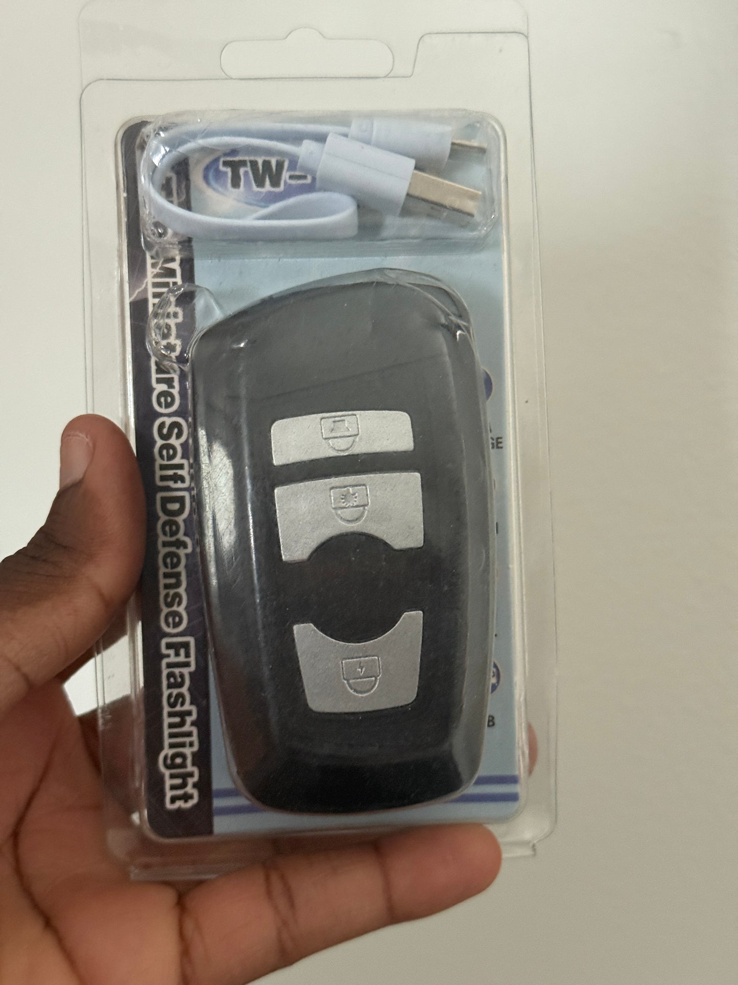 Luxury Key Fob Safety Device with Alarm, Flashlight & Rechargeable Power