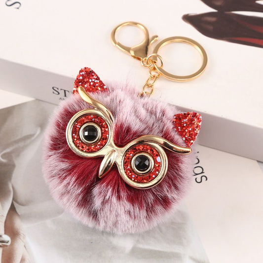 Bling Owl Keychain Accessory – Furry & Fun Bag Charm