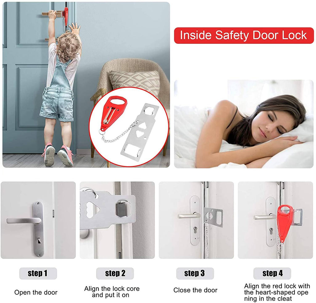Portable Travel Door Lock (Add-On Privacy Lock) – Black or Red