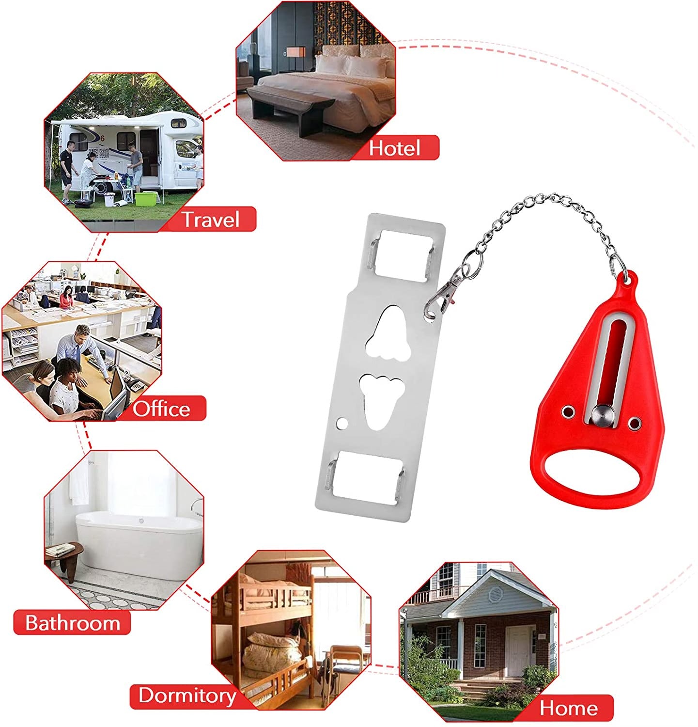 Portable Travel Door Lock (Add-On Privacy Lock) – Black or Red