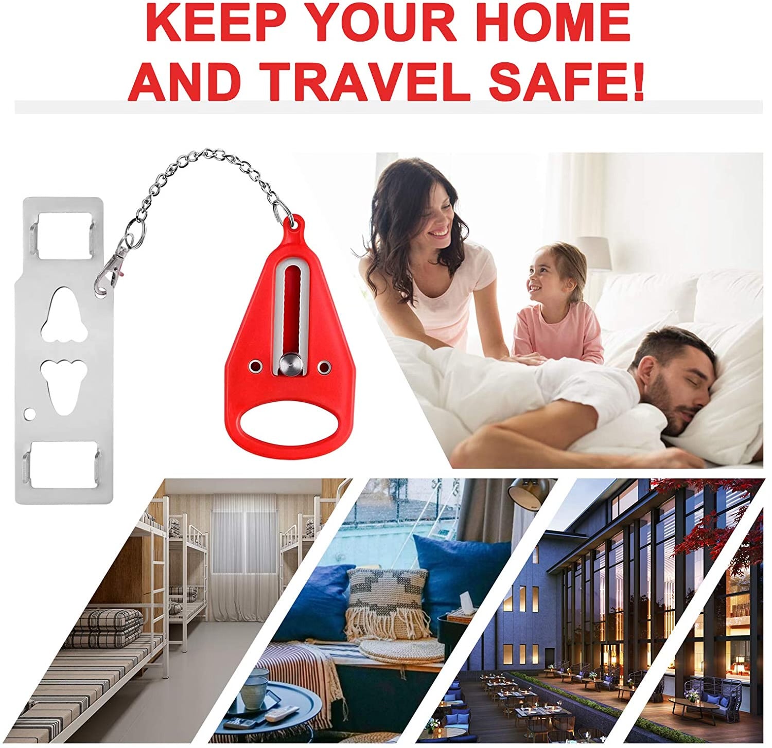 Portable Travel Door Lock (Add-On Privacy Lock) – Black or Red