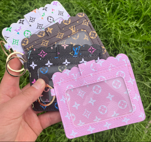 Mini Luxe Card Wallet Keychains – Scallop ID Holder with Key Ring