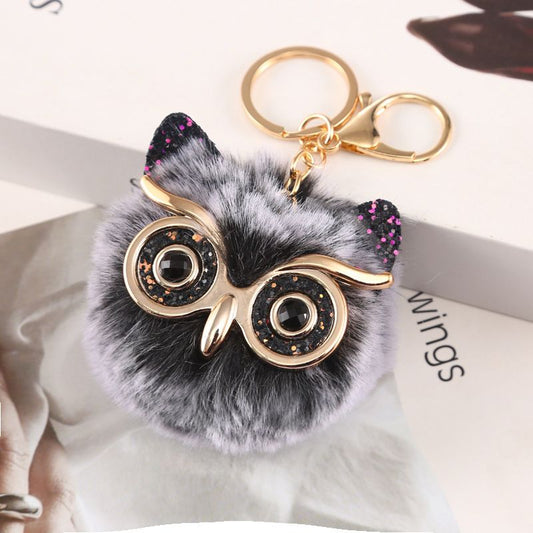 Bling Owl Keychain Accessory – Furry & Fun Bag Charm